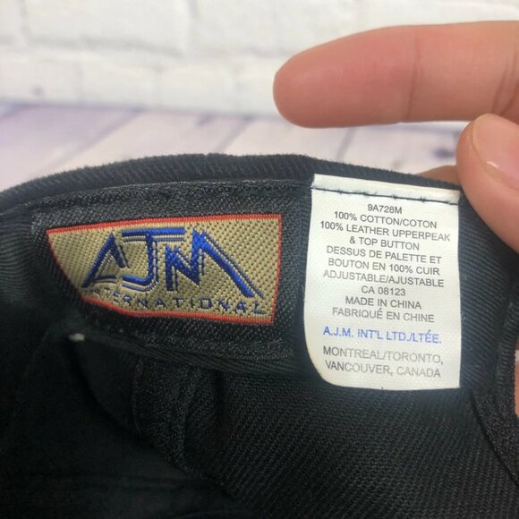 Vintage PETRO Canada Hat Baseball Cap Logo Embroidery Leather Bill Black 90s - Picture 7 of 8